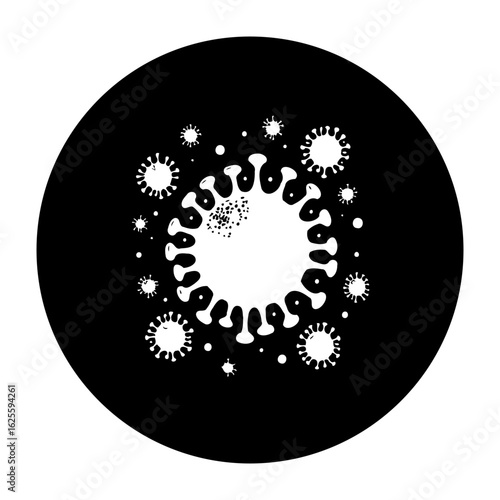 Conceptual coronavirus illustration portraying global pandemic threats and transmission prevention with public health awareness