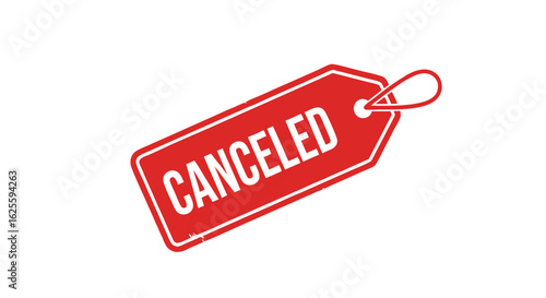 Vivid depiction of a red cancellation tag illustrating the cessation of events or services that are currently non-operative or ceased to continue