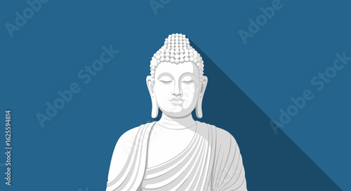 Elegant minimalistic artistic illustration of a Buddha statue meditation calmness spiritual harmony peaceful expression