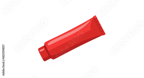 Vibrant Red Tube: A Minimalist Depiction of Squeezable Material for Various Applications