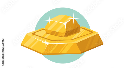 Animated gold bars with sparkles showcasing wealth and success against a blue circular backdrop, radiating prosperity and financial triumph