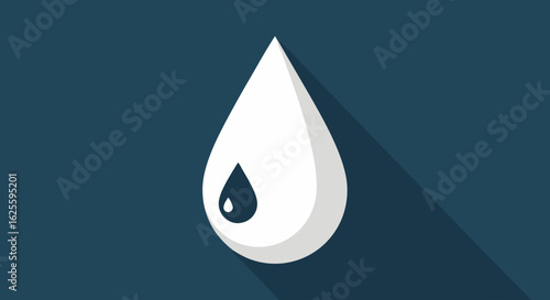 Abstract raindrop illustration with clean design, symbolizing purity and freshness ideal for health, environmental or technology themes