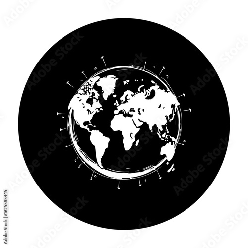 Global pandemic illustration symbolizing worldwide health crisis and impact affecting travel business economy industries highlighting interconnectedness vulnerability