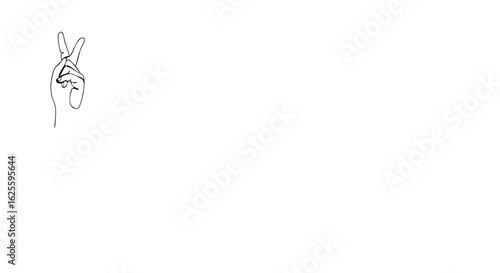 Expressive Minimalist Line Art: A Hand Gesture Symbolizing Peace and Defiance in Monochrome Aesthetic