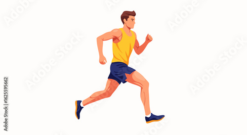 Dynamic illustration of a male athlete in mid-run against a clean white backdrop portraying movement and energy demonstrating the athleticism in a