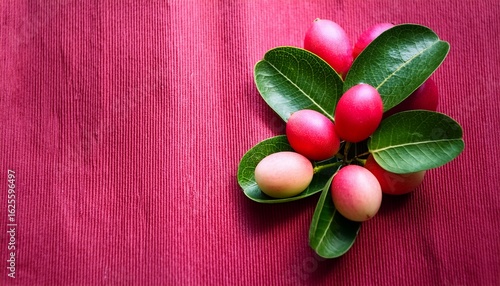 carissa carandas carunda koromcha fruit tree karonda seeds ripe pink or red colorful tropical citrus karanda or koromcha fruit fresh karanda or carunda