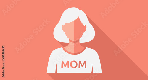 Abstract Woman with Long Shadow: Modern Vector Illustration for Mother's Day Celebration
