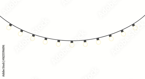String lights illuminate a minimalistic illustration with a celebratory feel providing festive glow