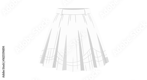 Elegant pleated midi skirt illustration on a clean white background offering a minimalist aesthetic and visual balance