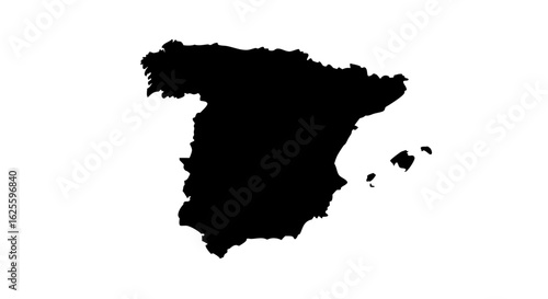 A Bold Silhouette of Spain: A Geopolitical Abstraction Depicting the Iberian Peninsula Mapping its Contours with Striking Simplicity