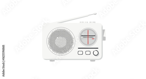 Minimalist Retro Radio Illustration Presenting Vintage Audio Technology with Antenna and Tuning Dial for Broadcast Enjoyment