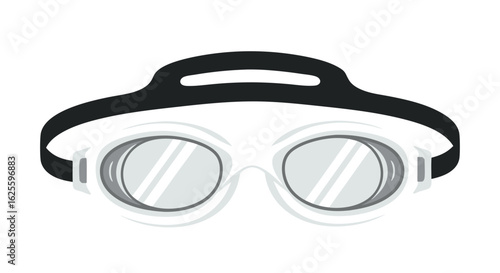 Sleek Vector Illustration Showcasing Innovative Design and Clarity in Premium Swimming Goggles against a Clean, Minimalist Backdrop