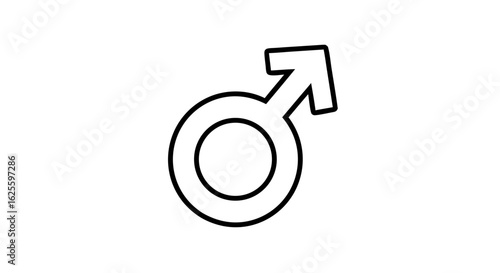 Simple Line Art of the Male Gender Symbol on a Clean White Background Depicting Masculinity