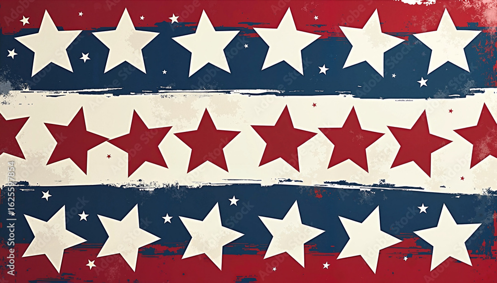 Obraz premium Decorative red, white, and blue star pattern background