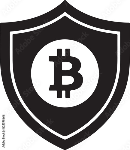 Bitcoin security and protection concept with shield representing cryptocurrency safeguarding assets and blockchain technology for financial safety digital currency defense