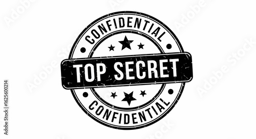 Top Secret Confidential Stamp Vector Illustration for Classified Information and Official Documents