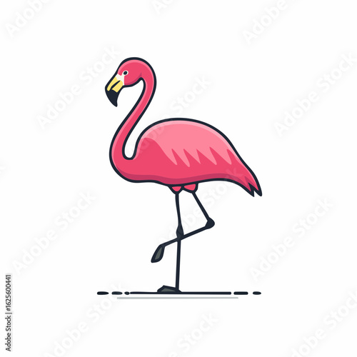 Elegant flamingo illustration showcasing vibrant pink plumage and graceful posture