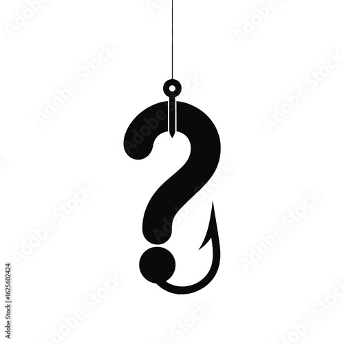 Question mark fishing hook silhouette isolated on white background