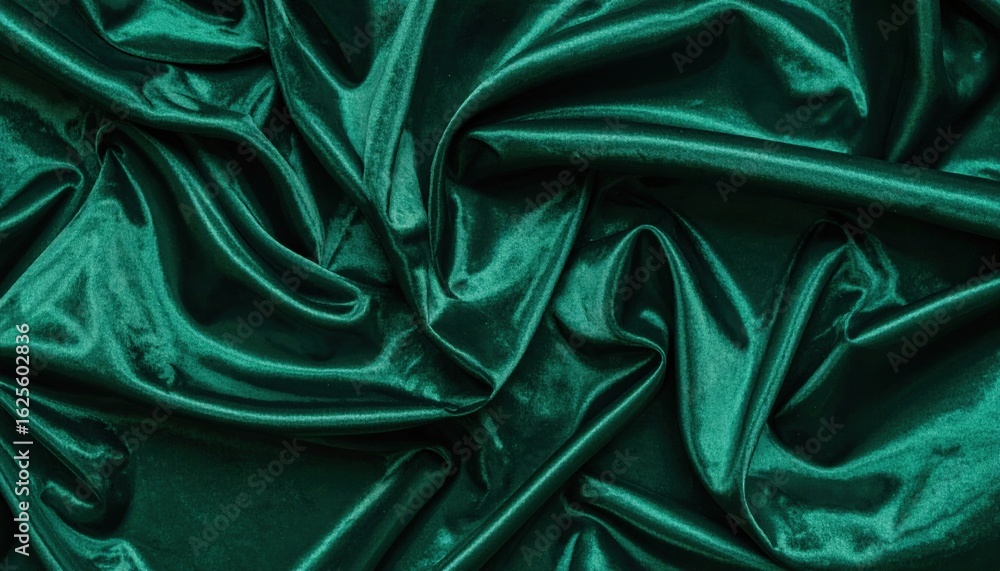Obraz premium Emerald Green Fabric Drape Texture Background