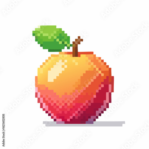 Pixelated Perfection: A Retro-Style Apple Illustration with Gradient Colors and Crisp Details