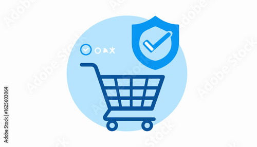 Secure Online Shopping: Shielded Cart Icon