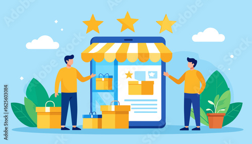 Mobile Shopping Experience: Online Storefront Illustration