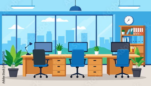 Modern Open-Plan Office Space Illustration