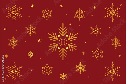Wallpaper Mural rich red christmas background with golden snowfla (1).eps Torontodigital.ca