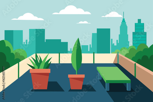 rooftop terrace garden with urban view   (1).eps