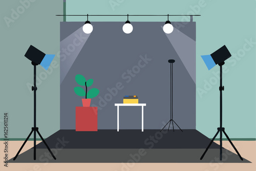 scene of interior photo shoot setup with lights an (1).eps