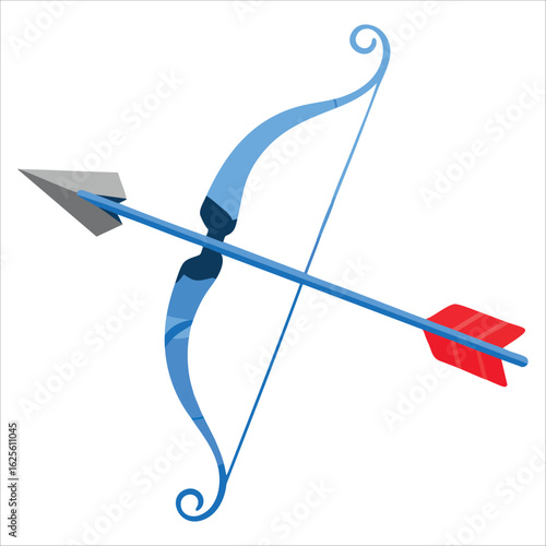 Vector illustration of cartoon prince knight holding bow and arrow weapon in flat design isolated on transparent background perfect for fantasy and game graphics.