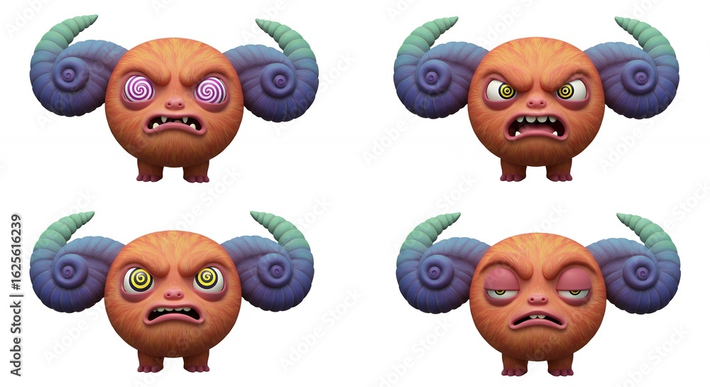 Obraz premium Angry cartoon creatures illustrations set