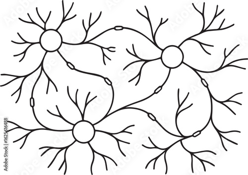 Neural Pathways and Synapse – Minimal Line Art Vector Illustration