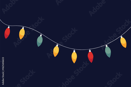 festive string light bulbs draped diagonally acros