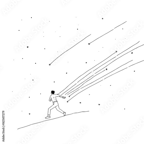 Man star gazing night sky stars shooting stars comet celestial space astronomy cosmos universe dream 100