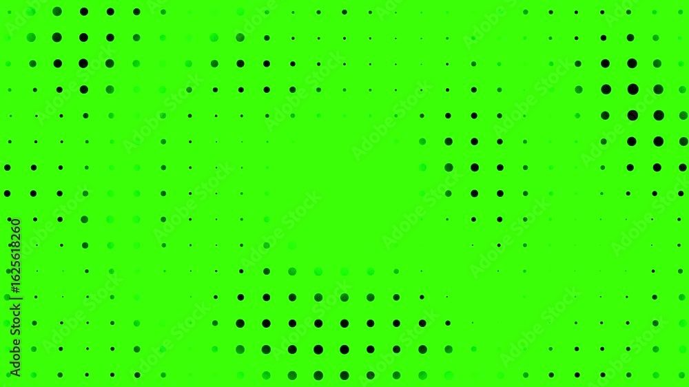 halfone animated dots fading texture animation abstract background. Green screen Chroma key
