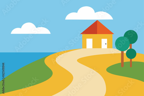 house with path leading to private beach   (1).eps