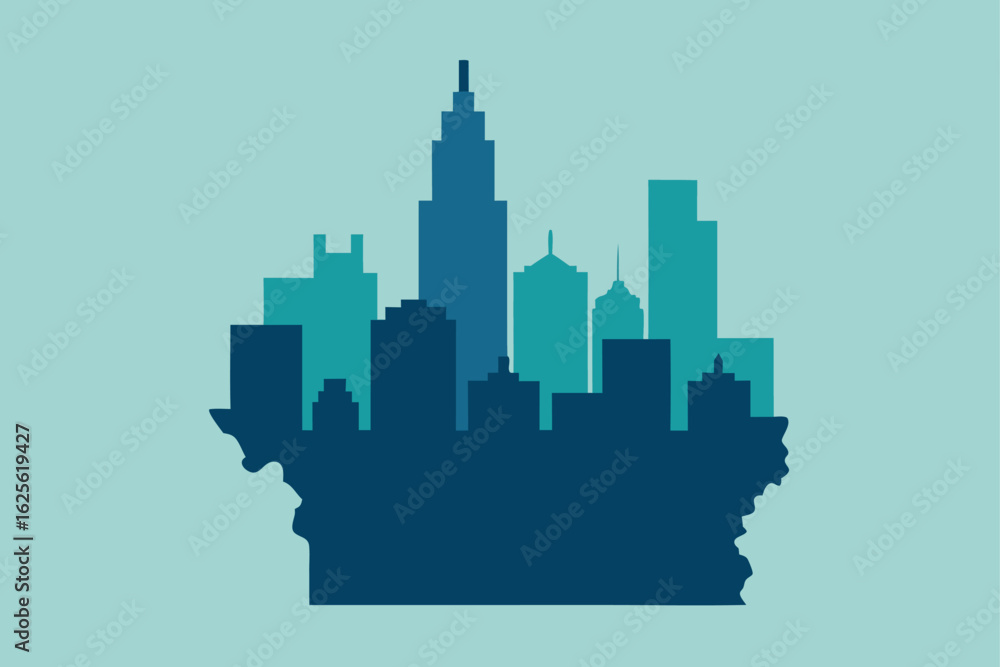 Fototapeta premium illustrated skyline on map of illinois (1).eps