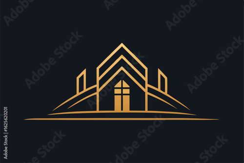 minimal line art house logo vector for real estate