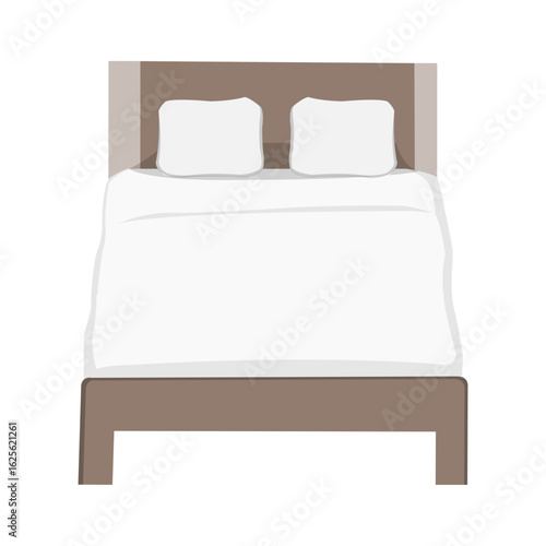 Illustration of bed with pillows and duvet