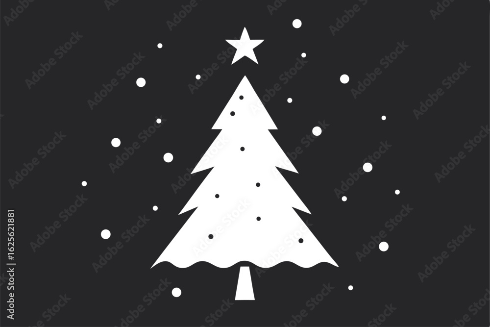 Fototapeta premium monochrome christmas tree silhouette surrounded b (1).eps