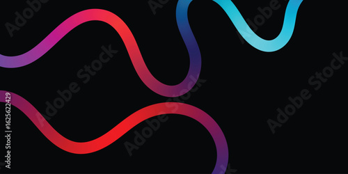 Abstract Colorful Wavy Lines on Black Background. A vibrant abstract design featuring a series of smoothly flowing, colorful wavy lines against a solid black backdrop.