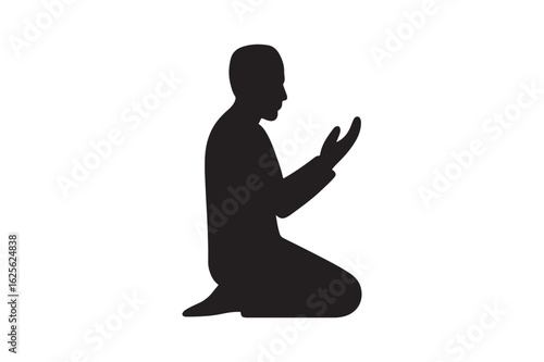 Muslim Man Praying icon silhouette vector with white background