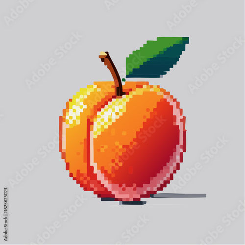 Pixelated peach illustration showcasing digital art and retro aesthetic qualities in design