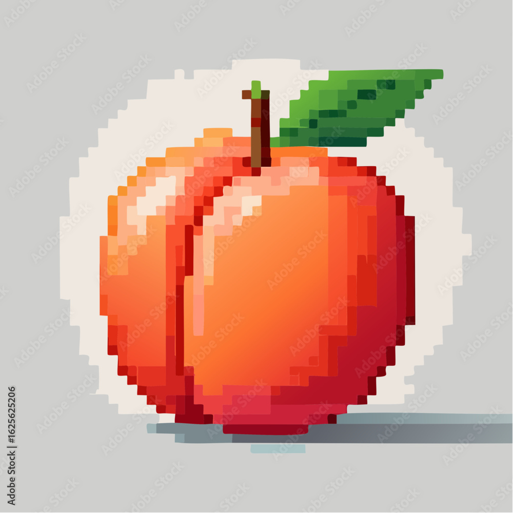 Fototapeta premium Pixelated Peach Perfection: A Nostalgic Digital Rendition of a Fruity Delight