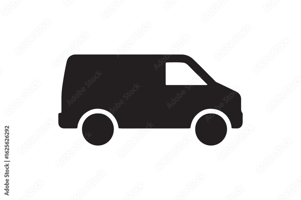 Van icon silhouette vector with white background Van icon silhouette vector with white background