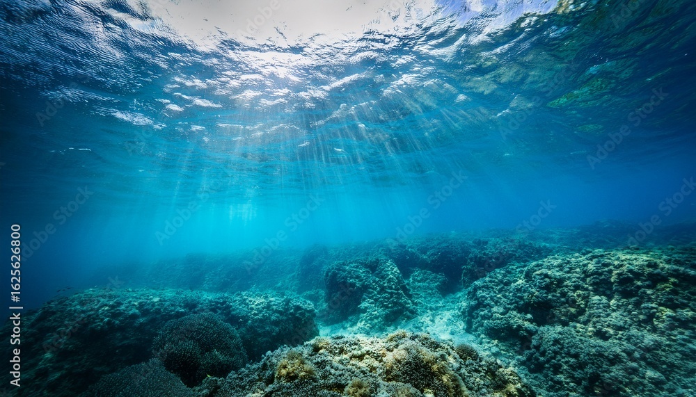 Fototapeta premium beneath the waves exploring underwater beauty ocean depths nature photography bright light serene environment tranquil viewpoint
