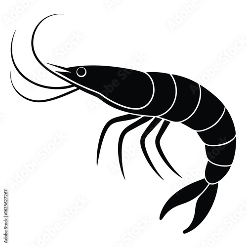 shrimp   prawn silhouette black vector icon