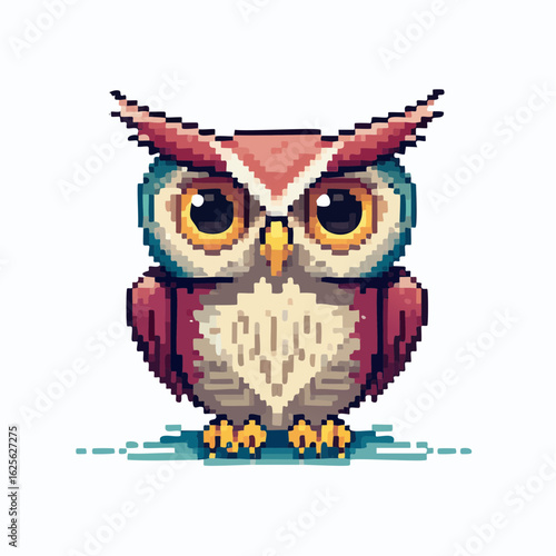 Charming Pixel Art Owl Portrait: A Nostalgic Nod to Retro Gaming Aesthetics and Designs