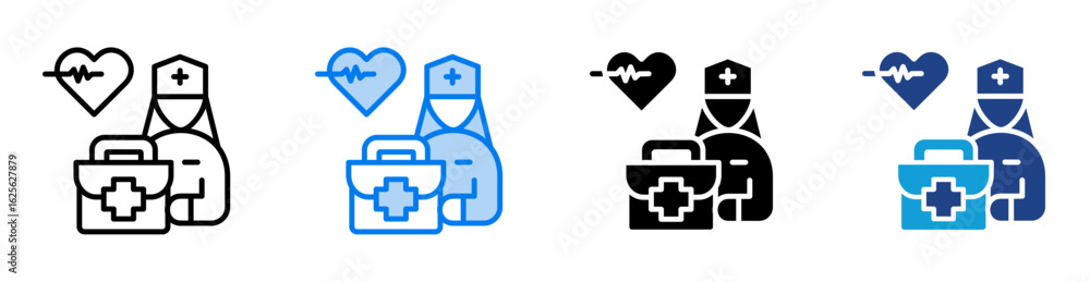 Fototapeta premium Medical assistance icon set multiple style collection